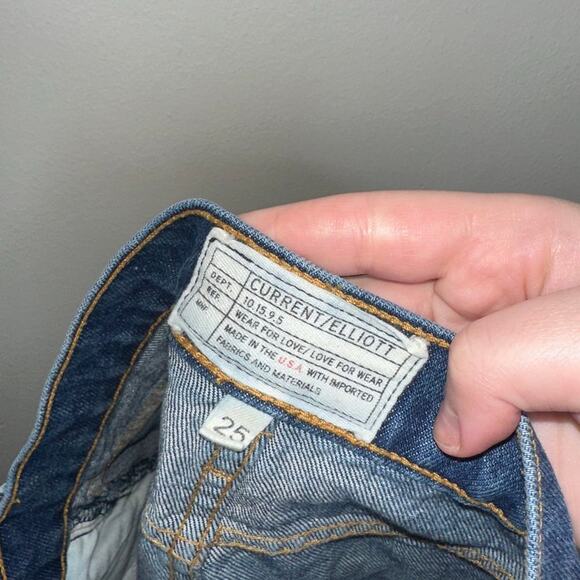 Current Elliott The Slouchy Skinny Jeans Light Blue Wash Distressed Size 25 - Picture 4 of 7